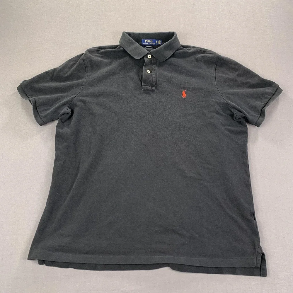 Polo Ralph Lauren Polo Shirt Mens Extra Large Black Classic‎ Fit Red Pony Pique